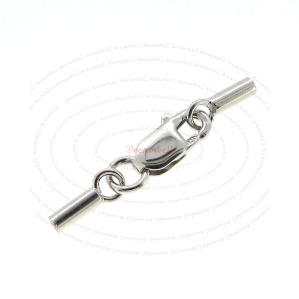 Rhodium Sterling silver 1mm Leather Cord end cap lobster clasp