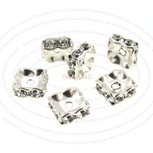 6x Swarovski Elements Silver Squaredelle Crystal Bead Spacer 5mm