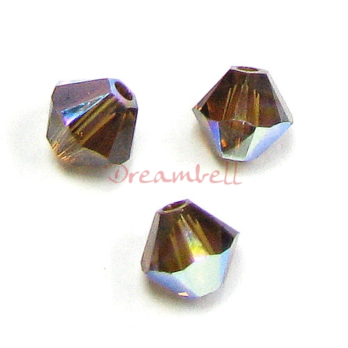 24 x Swarovski Elements Xilion Crystal 5328 Smoked Topaz AB 4mm