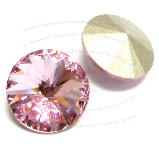 2x Swarovski Elements Rivoli Stone Crystal 1122 Light Pink Rose 14mm