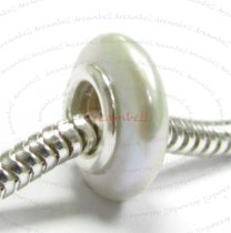 Sterling Silver WHITE FRESH WATER PEARL BEAD for European Charm Bracelets