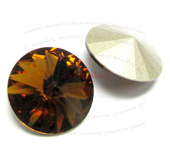 6x Swarovski Elements Rivoli Stone Crystal 1122 Smoked Topaz 12mm