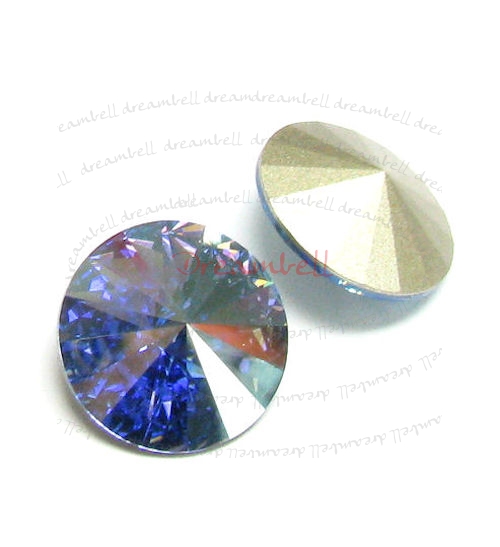 2x Swarovski Elements Rivoli Stone Crystal 1122 Aquamarine AB 18mm