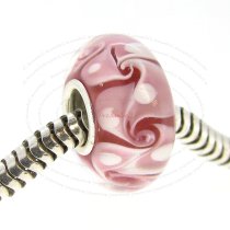 Sterling Silver Murano Rose Pink Glass Bead for European Charm Bracelets