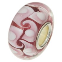 Sterling Silver Murano Rose Pink Glass Bead for European Charm Bracelets
