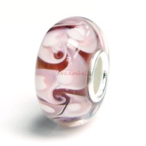 Sterling Silver Murano Rose Pink Glass Bead for European Charm Bracelets
