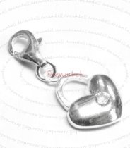 STERLING SILVER CZ Heart Dangle CHARM Pendant for European Style Clip on Charm