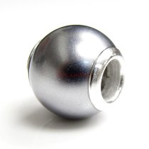 Sterling Silver Metallic Grey SEASHELL PEARL Bead for European Charm Bracelets