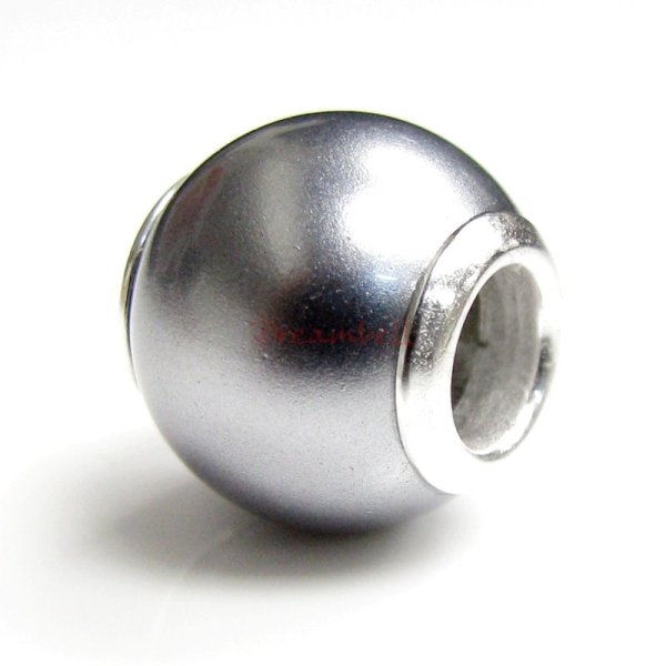 Sterling Silver Metallic Grey SEASHELL PEARL Bead for European Charm Bracelets
