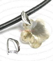 1x Rhodium plated Sterling Silver LEAF Pendant Bail Dangle Clasp