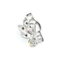 1x Rhodium plated Sterling Silver CZ Crystal Pendant Bail Dangle Clasp