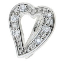 1x Rhodium plated Sterling Silver CZ Crystal HEART Pendant Bail Dangle Clasp