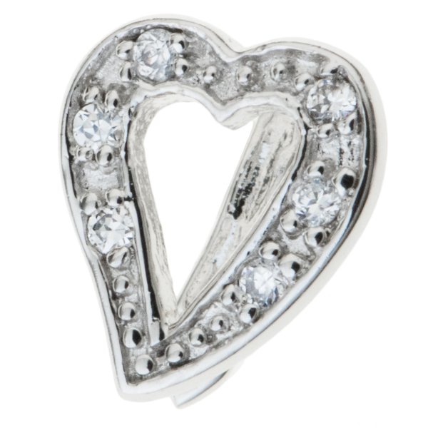 1x Rhodium plated Sterling Silver CZ Crystal HEART Pendant Bail Dangle Clasp