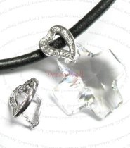 1x Rhodium plated Sterling Silver CZ Crystal HEART Pendant Bail Dangle Clasp