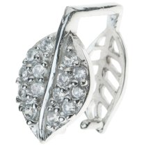 1x Rhodium plated Sterling Silver CZ Crystal LEAF Pendant Bail Dangle Clasp