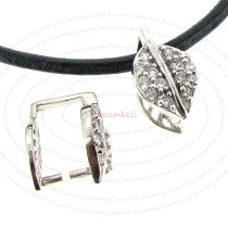 1x Rhodium plated Sterling Silver CZ Crystal LEAF Pendant Bail Dangle Clasp