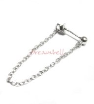 2x Sterling Silver 3mm Ball Stud Ear Wire Chain Thread Earring Dangle