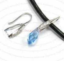2x Sterling Silver Earwire Hook CZ Pinch Bail Clasp