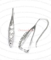 2x Sterling Silver Earwire Hook CZ Pinch Bail Clasp