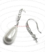 2x Rhodium Sterling Silver Earring French Ear Hook Wire 3mm Pearl Cup