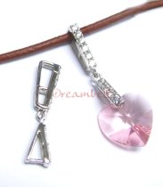 Rhodium STERLING SILVER CZ Bail Pinch In Pendant Clasp Connector Slide