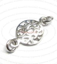 2x Rhodium Sterling Silver Round Link Earring Connector Bead Spacer