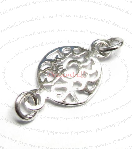 2x Rhodium Sterling Silver Round Link Earring Connector Bead Spacer