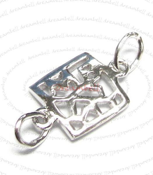 2x Rhodium Sterling Silver Square Link Earring Connector Bead Spacer