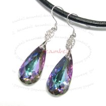 2x Rhodium Sterling Silver CZ Ear Hook Dangle Pinch Bead Clasp