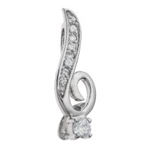 Rhodium STERLING SILVER CZ Bail Pinch In Pendant Clasp Connector Slide