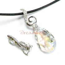Rhodium STERLING SILVER CZ Bail Pinch In Pendant Clasp Connector Slide