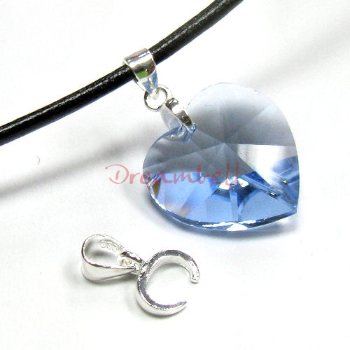 1x STERLING SILVER Bail Pinch In Pendant Clasp Connector