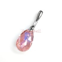 Rhodium Sterling Silver CZ Bail Pinch in Pendant Clasp Connector Slide