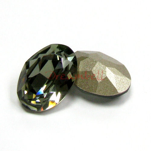 4x Swarovski Elements Oval Cabochon Stone Crystal 4120 Black Diamond 14x10mm