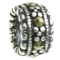 Sterling Silver MARCASITE bead Tube 9mm for European Charm Bracelets