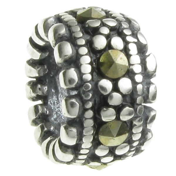 Sterling Silver MARCASITE bead Tube 9mm for European Charm Bracelets
