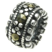 Sterling Silver MARCASITE bead Tube 9mm for European Charm Bracelets