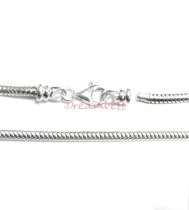 1x Sterling Silver 3mm CAPRICE SNAKE BRACELET for European Charm Bracelets Bead Charm 7"