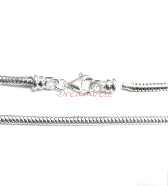 1x Sterling Silver 3mm CAPRICE SNAKE BRACELET for European Charm Bracelets Bead Charm 7&quot;