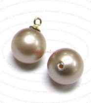 4x Swarovski crystal 5818 Powder Almond Pearl ROUND half drilled 8mm