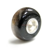 1x Sterling Silver Dark Grey Genuine Wood bead for European Charm Bracelets