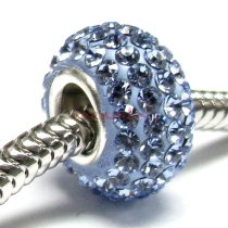 Sterling Silver BIRTHSTONE ROUND Bead Crystals for European Charm Bracelets March