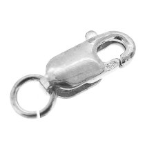 2x STERLING SILVER LOBSTER CLASP Trigger 4X10 mm w/ open jump ring
