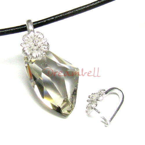 1 x STERLING SILVER FLOWER PENDANT BAIL CLASP CONNECTOR