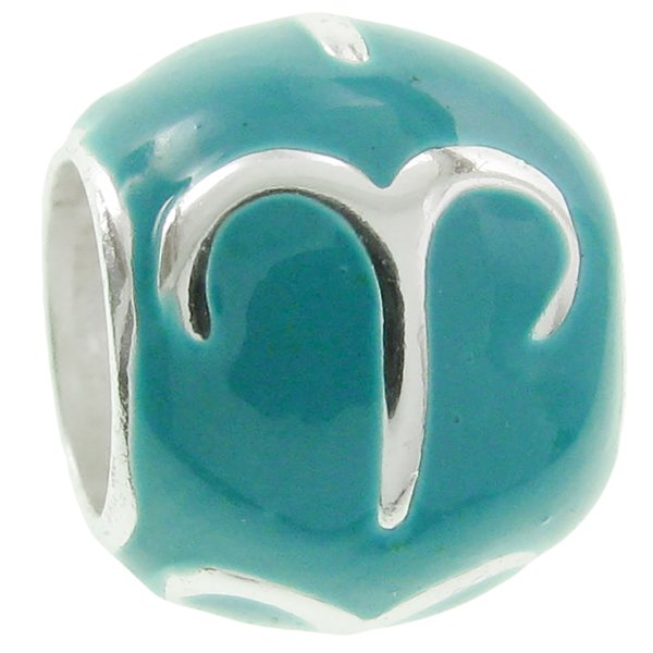 Sterling Silver Zodiac HOROSCOPE ARIES Enamel Bead for European Charm Bracelets