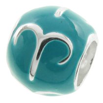 Sterling Silver Zodiac HOROSCOPE ARIES Enamel Bead for European Charm Bracelets