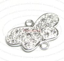 1x Sterling silver BUTTERFLY CZ Crystal Link Connector 21.5mm