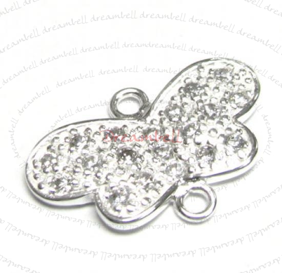 1x Sterling silver BUTTERFLY CZ Crystal Link Connector 21.5mm