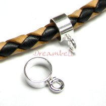 2x Sterling Silver 5mm Cord Pendant Bail Connector for European Charm