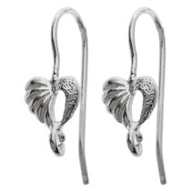 2x Sterling Silver Heart Earwire Earring French Hook Connector dangle